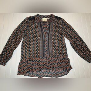 Anthropologie Maeve Ruffle Bottom Tunic Top Blouse Size 4. 258